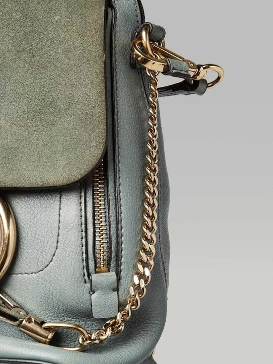 Chloe Light Blue Leather/Suede Small Faye Backpack Bag